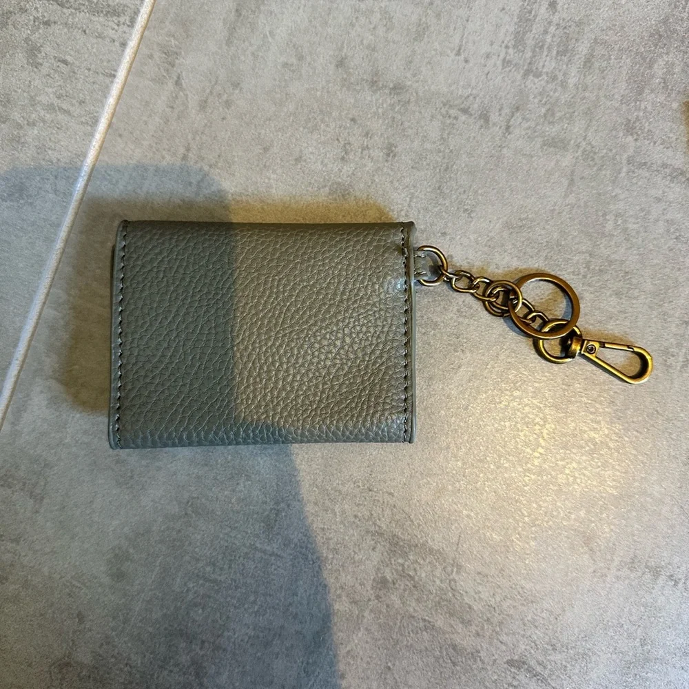 Steve Madden Soft Sage Pebbled Faux Leather Keychain Wallet